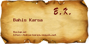 Bahis Karsa névjegykártya